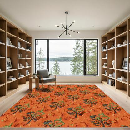 Autumn Orange Branch and Berry Rug
