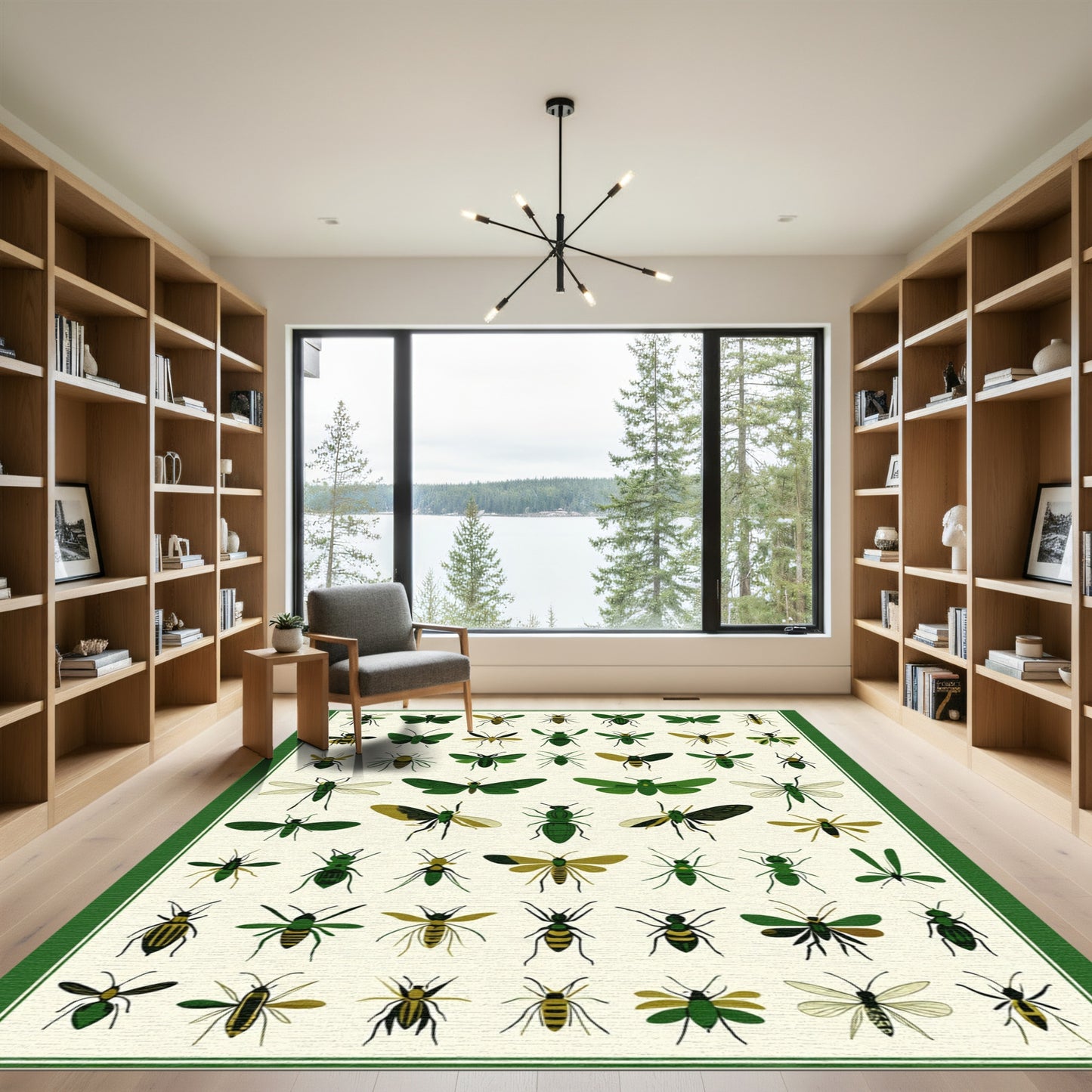 Green Insect Collection Collage Rug