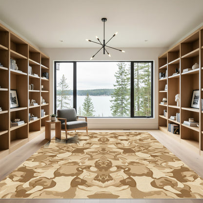 Neutral Earthy Abstract Swirl Rug