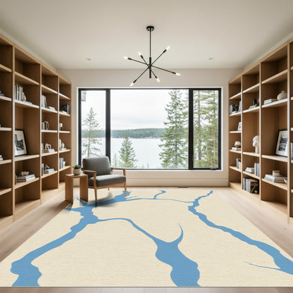 Cream Blue Branch Network Rug