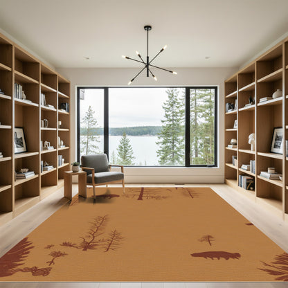 Woodland Creatures In Amber Landscape Rug