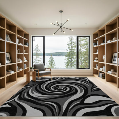 Monochromatic Swirl Abstract Flow Rug