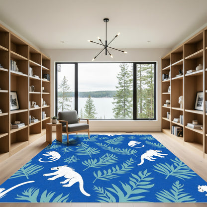 Exotic Blue Tiger Fern Foliage Rug