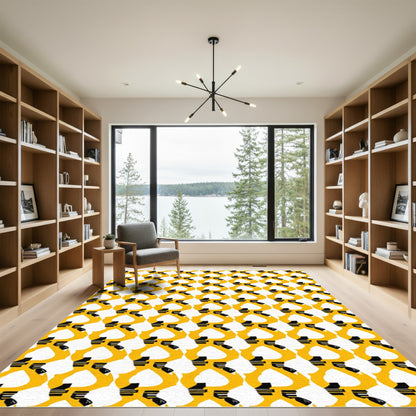 Bold Yellow Abstract Figures Rug