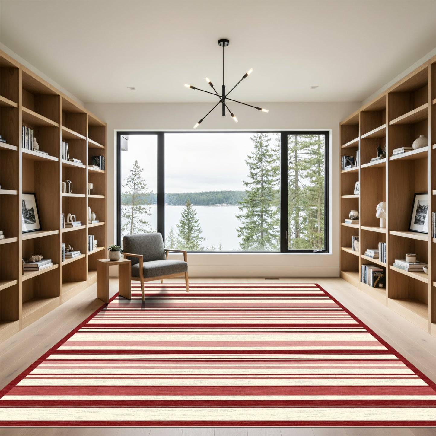 Crimson Beige Striped Harmony Rug