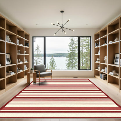 Crimson Beige Striped Harmony Rug