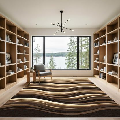 Warm Tones Layered Wave Rug