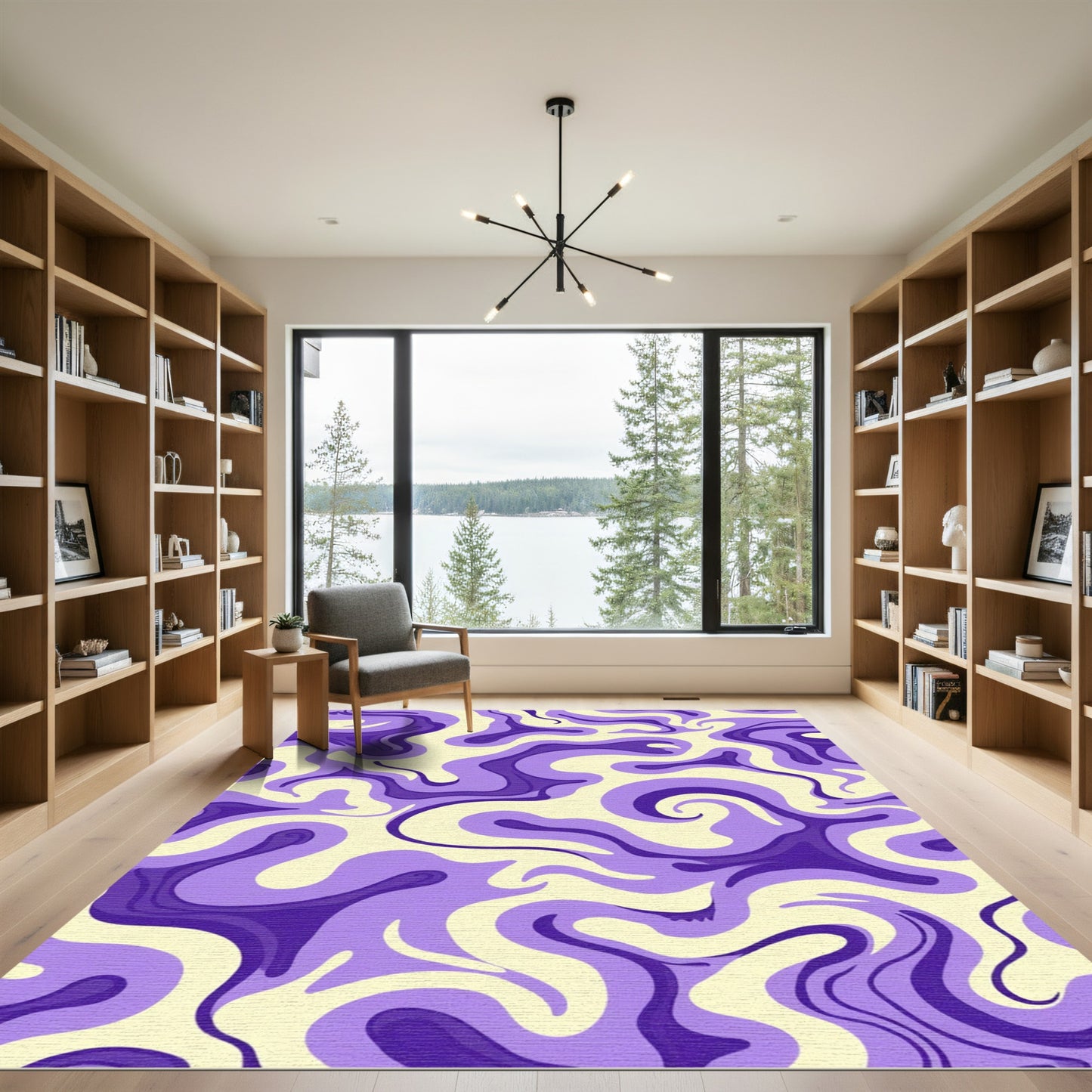 Flowing Lavender Purple Swirl Rug