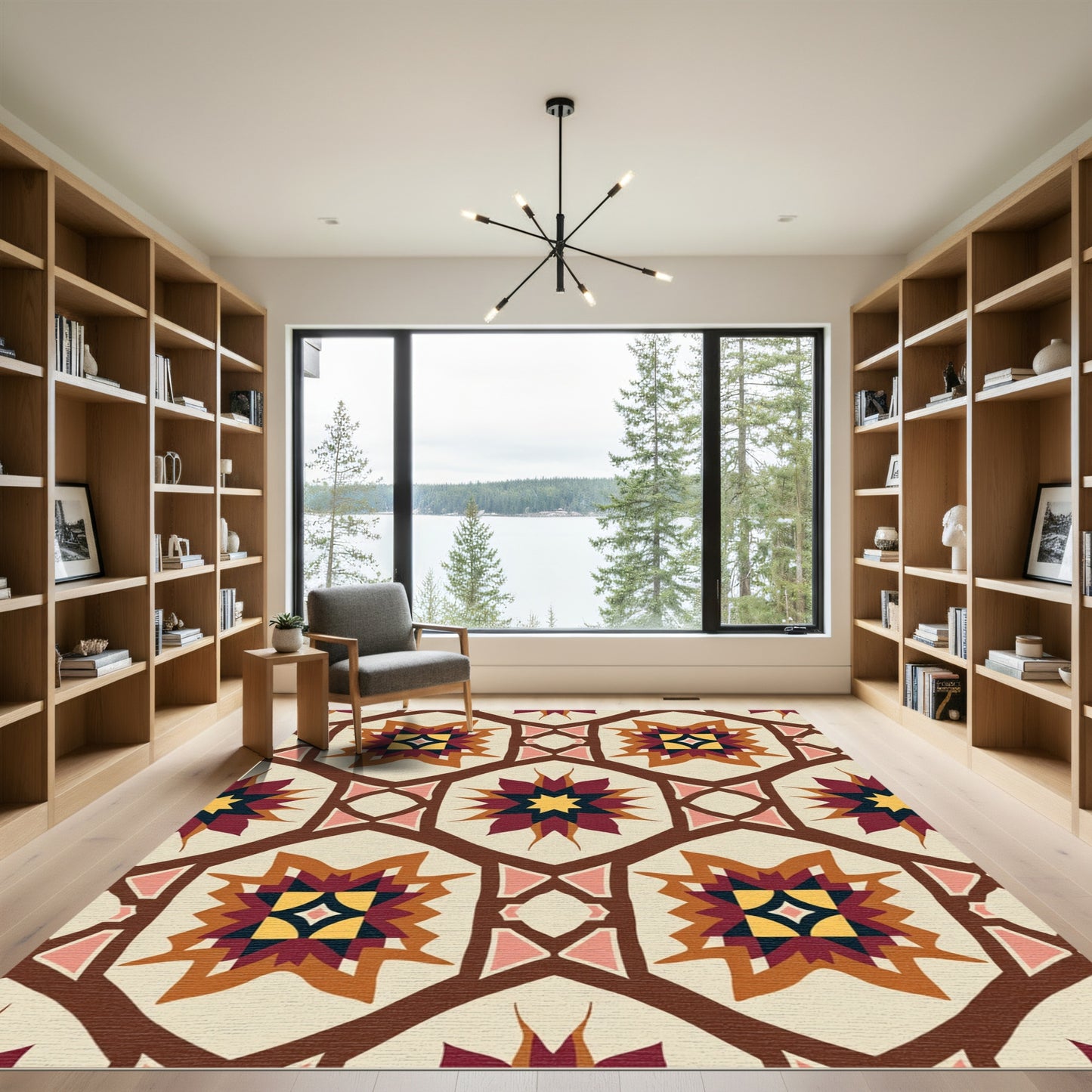 Abstract Starburst Geometric Tile Rug