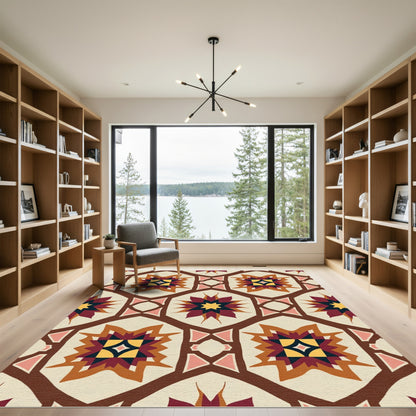 Abstract Starburst Geometric Tile Rug