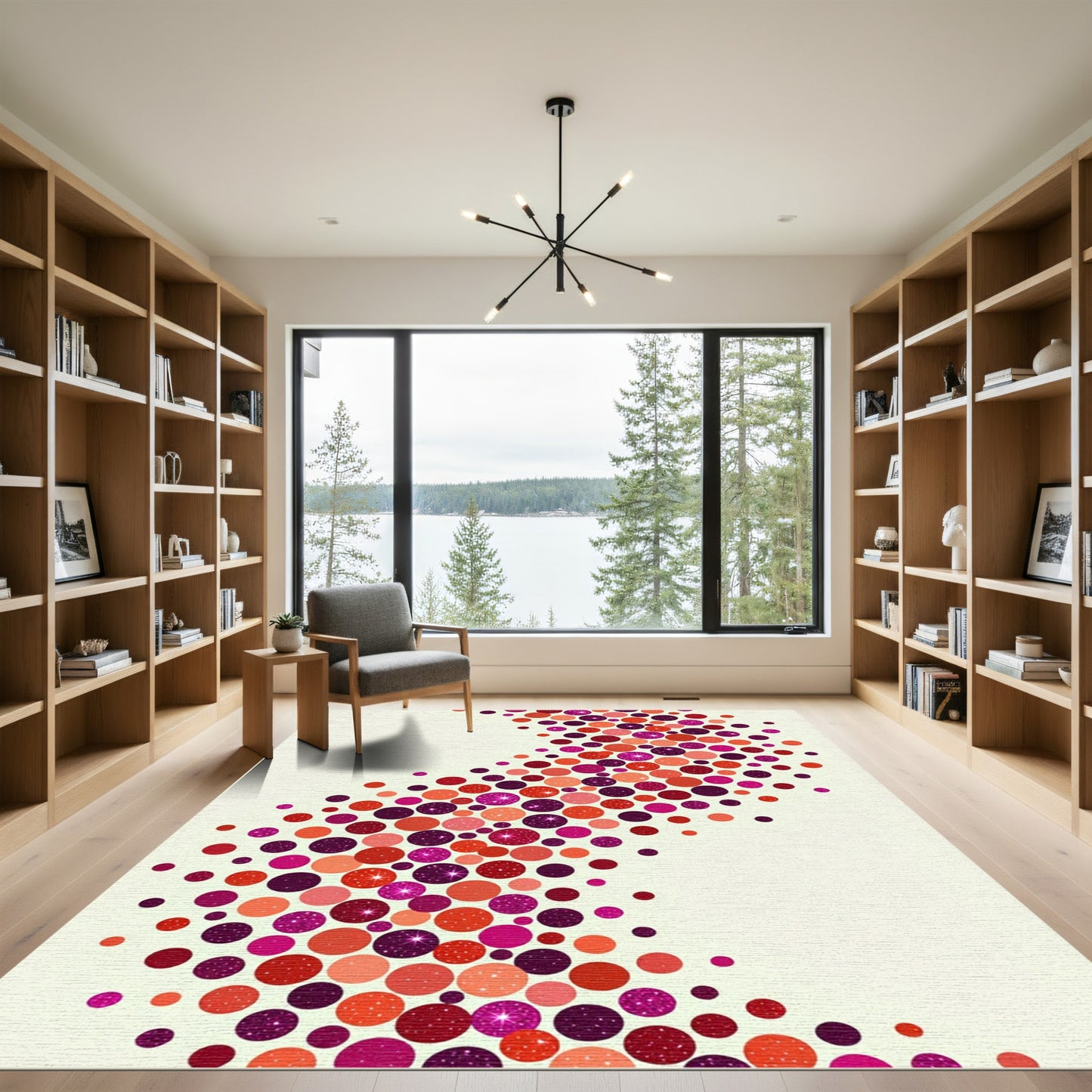Sparkling Berry Bokeh Circles Rug