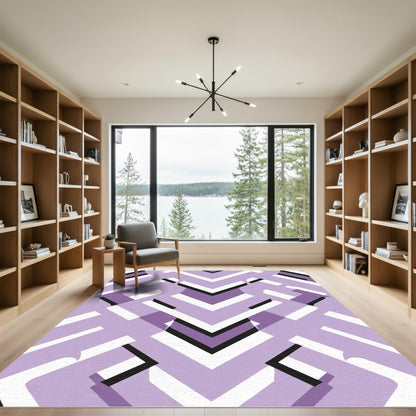 Lavender Geometric Nested Chevron Rug
