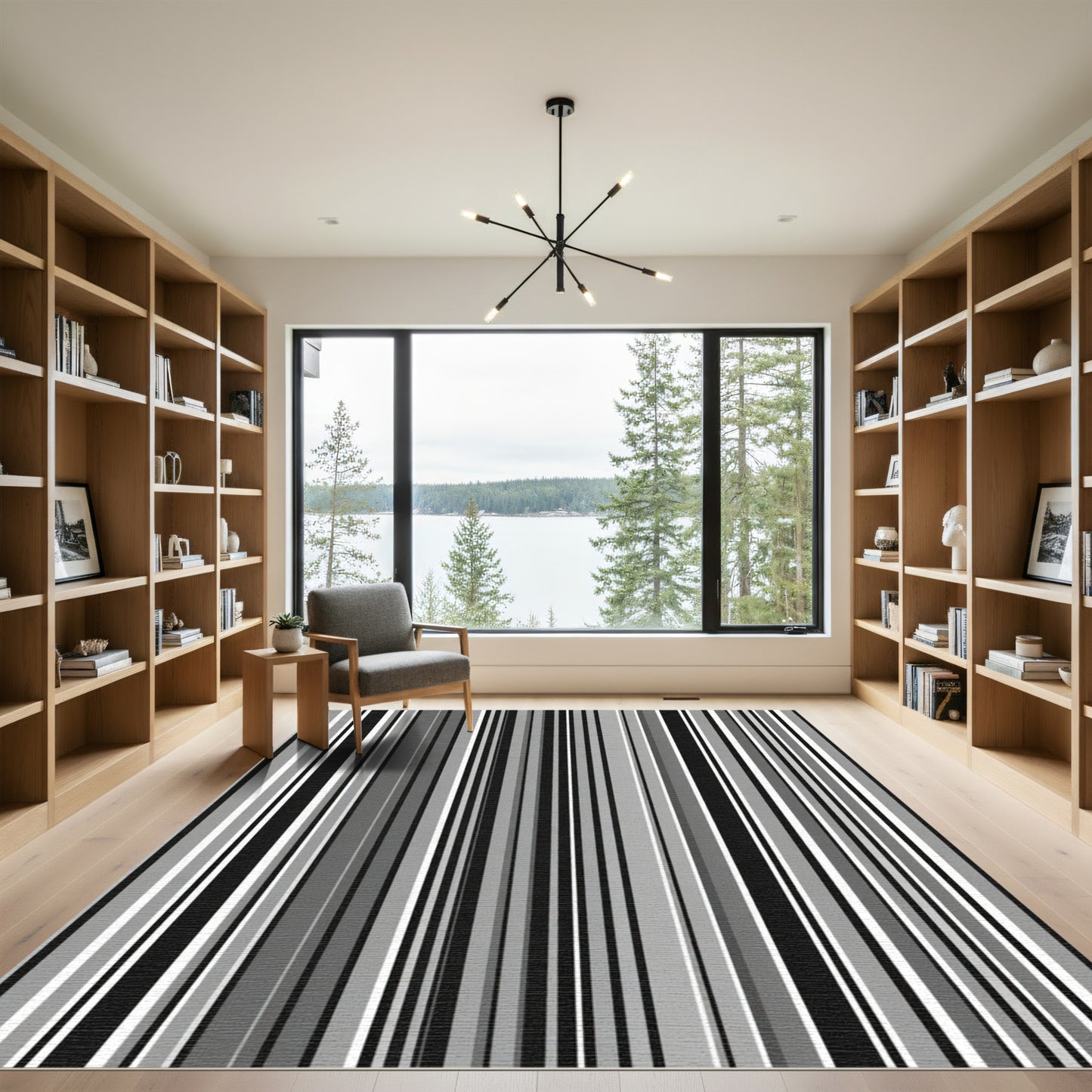 Monochromatic Vertical Stripe Array Rug