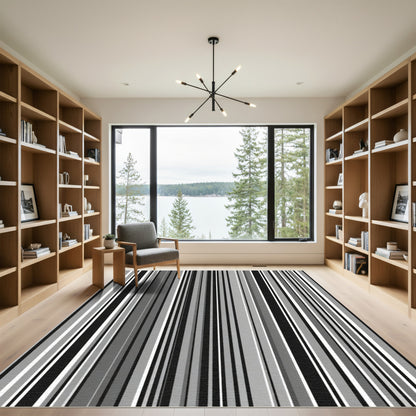 Monochromatic Vertical Stripe Array Rug