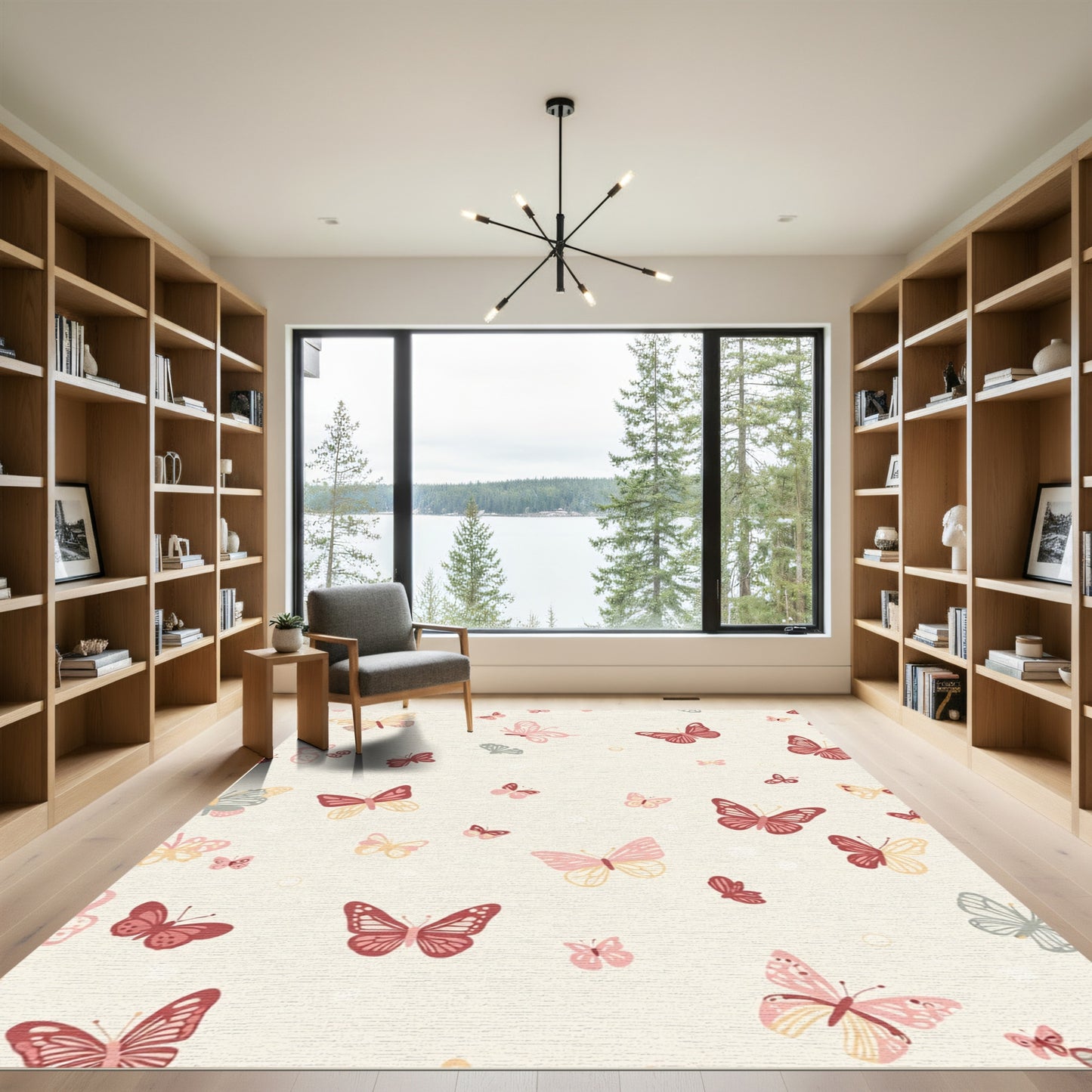 Whimsical Pastel Butterfly Garden Rug