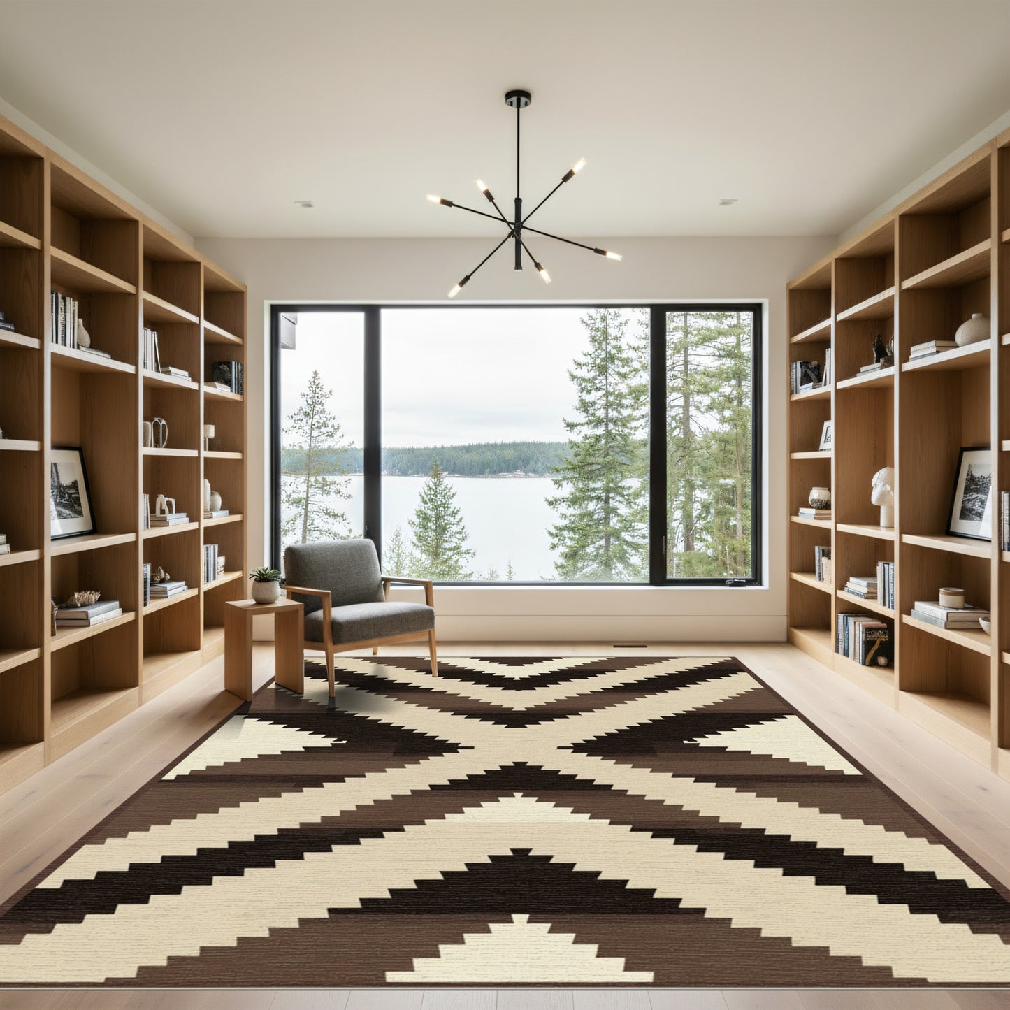 Rustic Earth Tones Chevron Rug