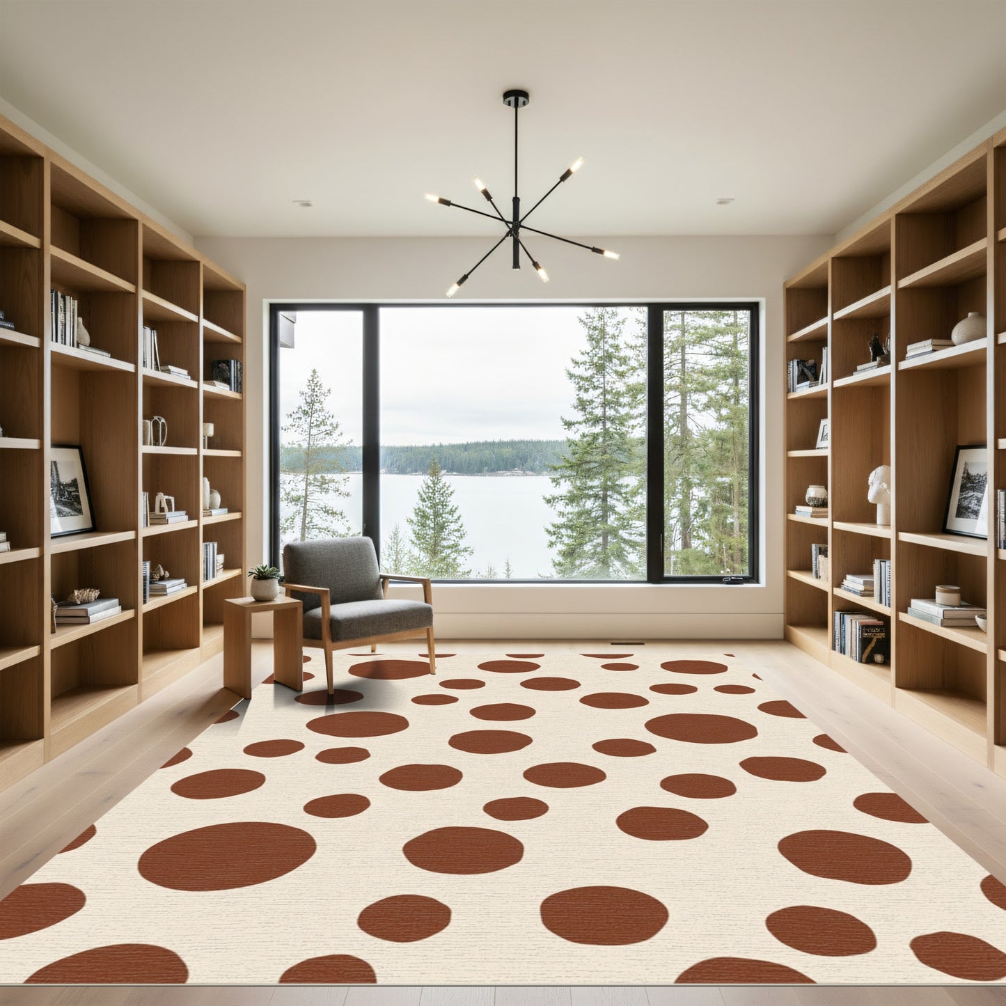 Neutral Brown Circles Scatter Rug