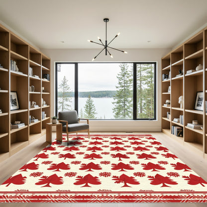 Crimson Tree And Star Scatter Rug