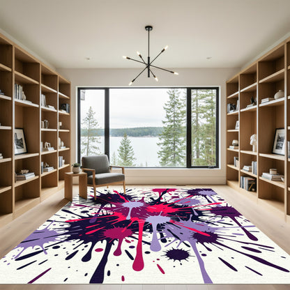 Bold Violet Red Splatter Burst Rug
