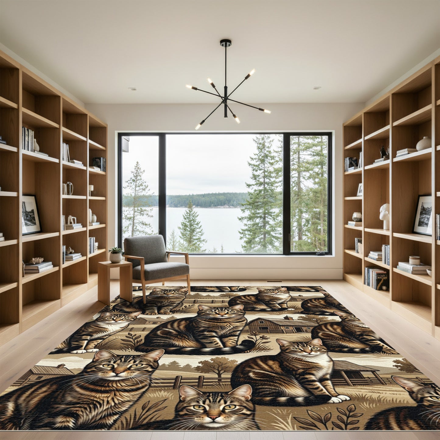 Farmhouse Tabby Cats Barn Scenic Rug