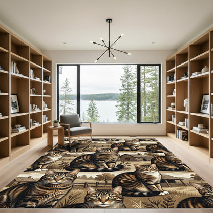 Farmhouse Tabby Cats Barn Scenic Rug
