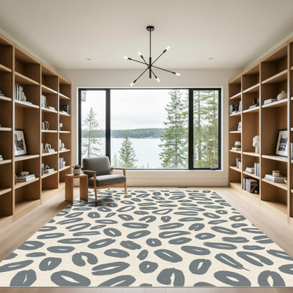 Gray Abstract Oval Scatter Rug