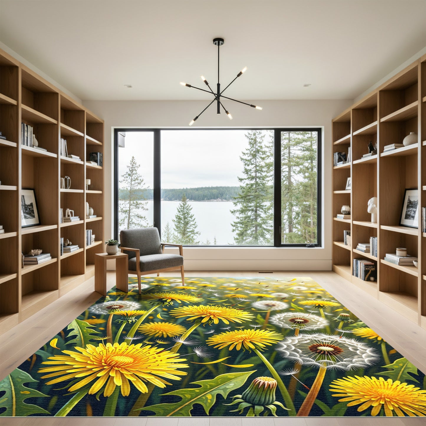 Vibrant Golden Meadow Dandelion Field Rug