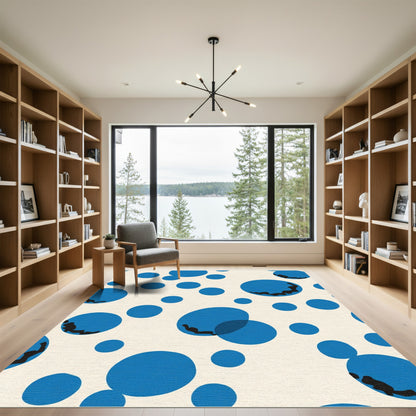 Vivid Blue Circles Irregular Splatter Rug