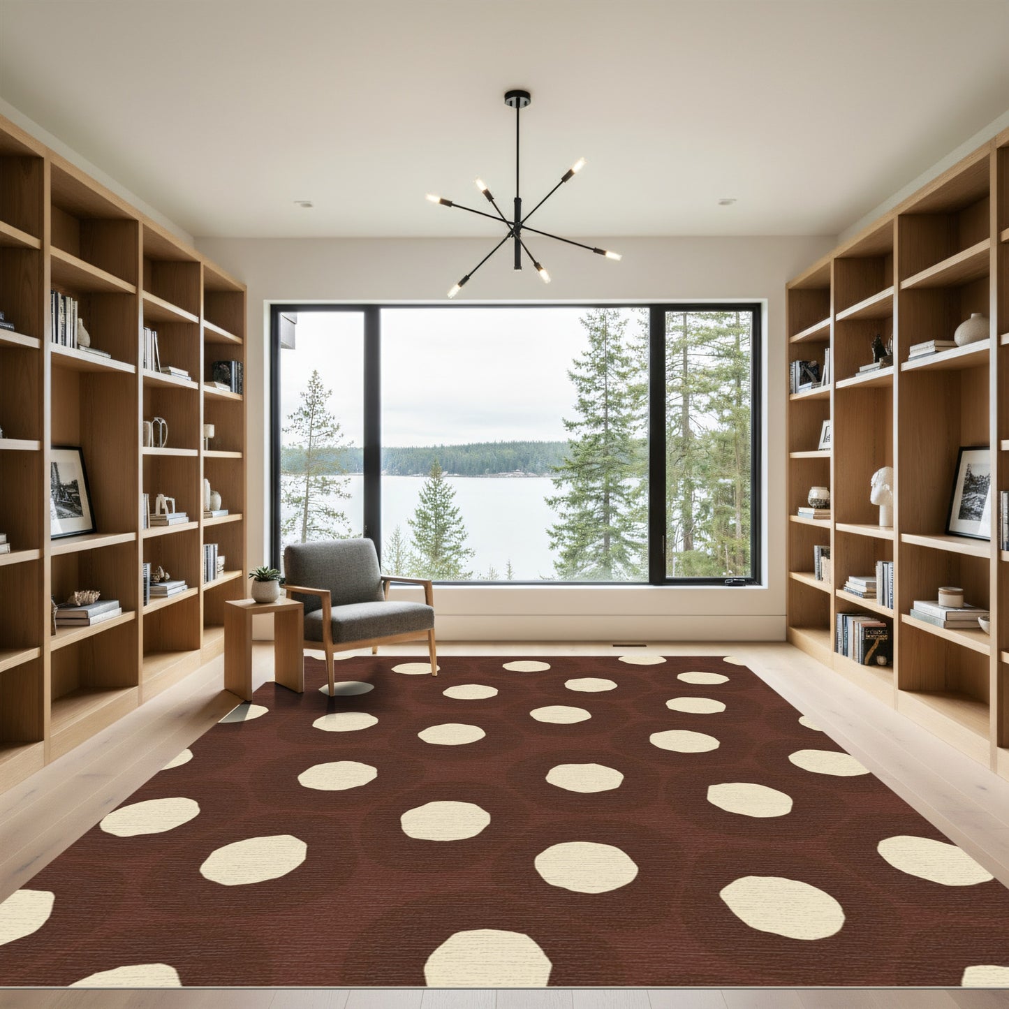 Chocolate Donut Cream Polka Dot Rug