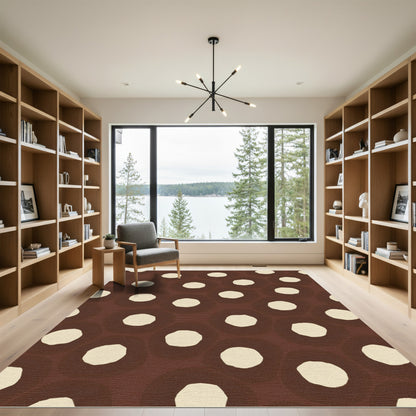Chocolate Donut Cream Polka Dot Rug