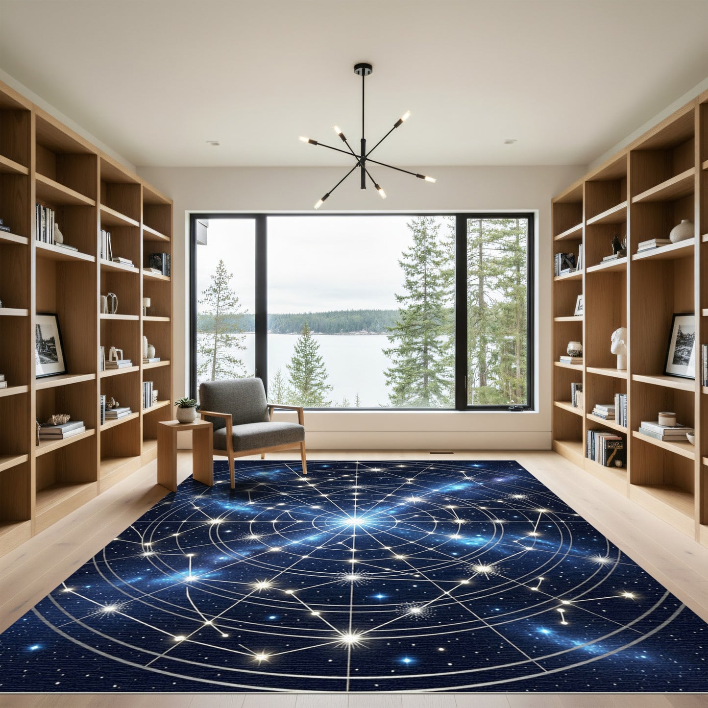 Celestial Constellation Radiant Blue Star Map Rug