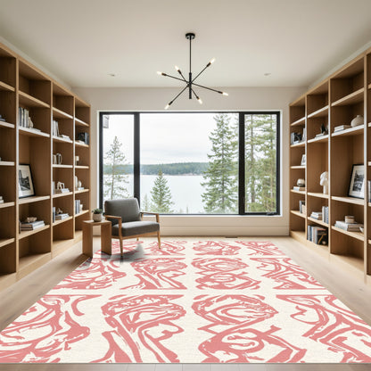 Coral Abstract Swirl Succession Rug