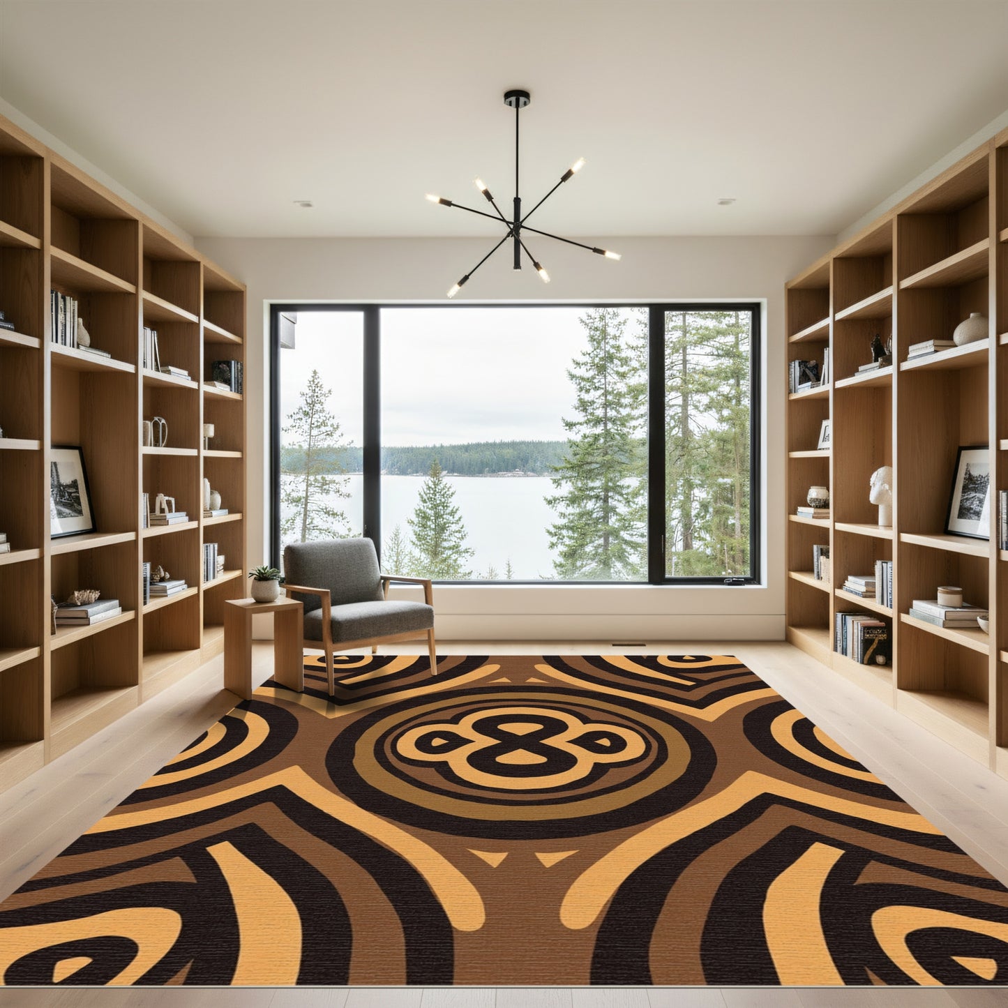 Warm Earth Tones Abstract Circles Rug