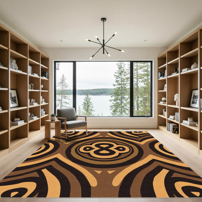 Warm Earth Tones Abstract Circles Rug