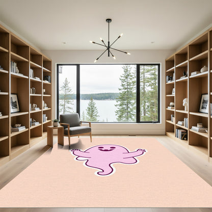 Playful Pink Ghost With Waving Arms Rug