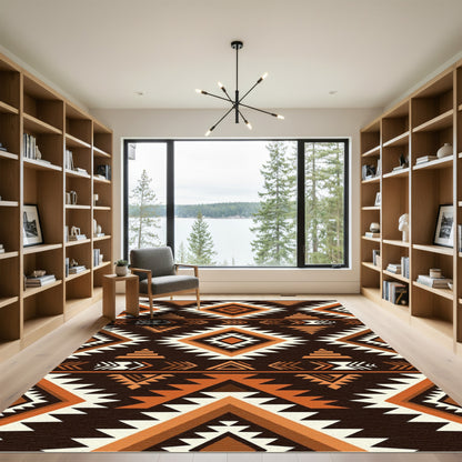 Earthy Geometric Aztec Diamond Area Rug
