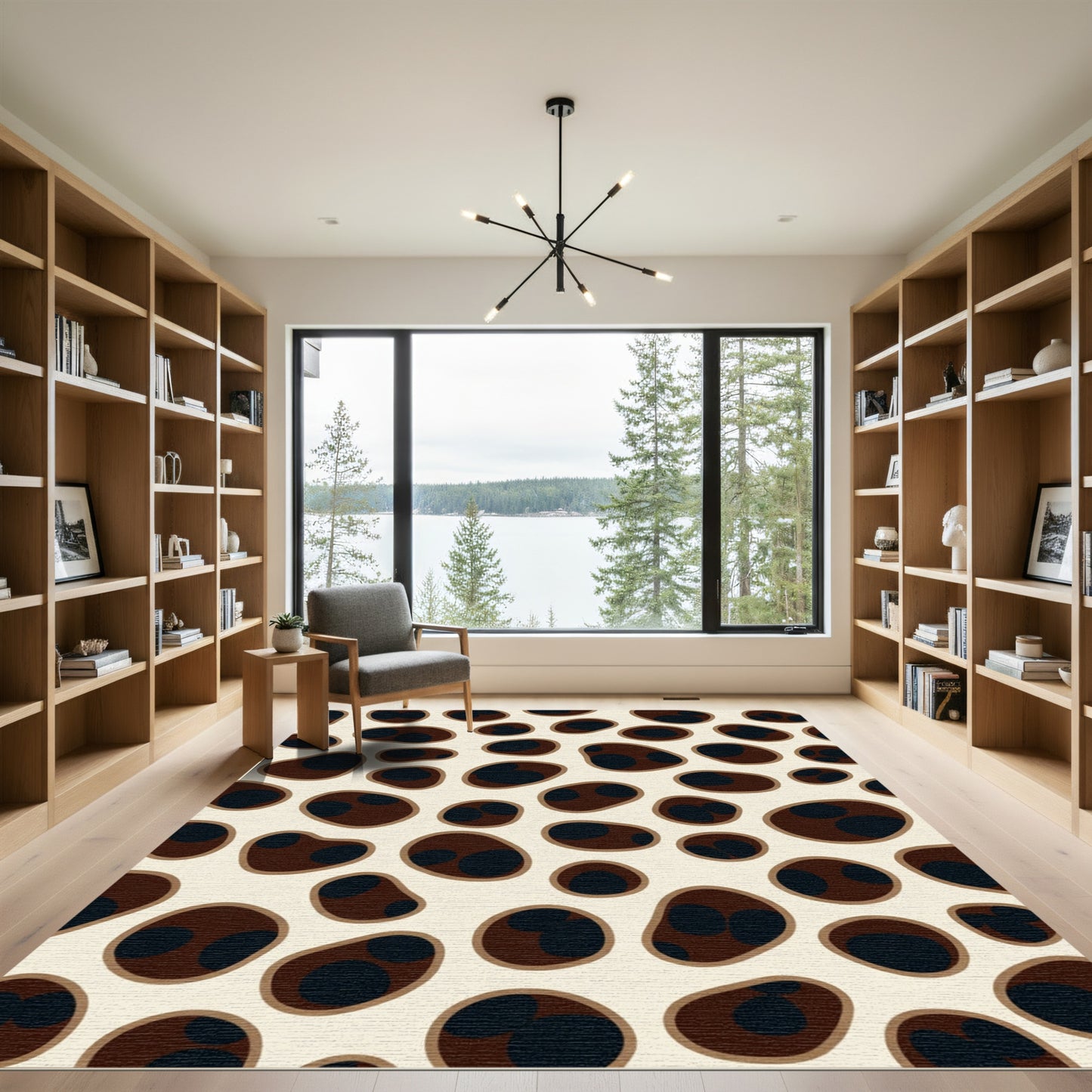 Brown and Black Spotted Oval Rug