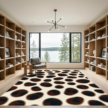 Brown and Black Spotted Oval Rug