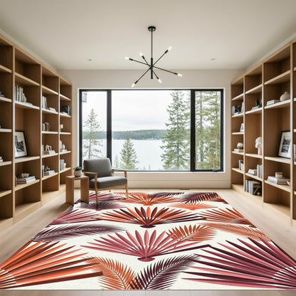 Terracotta Palm Fan Garden Rug