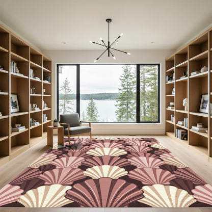 Art Deco Scalloped Shell Blush Rug