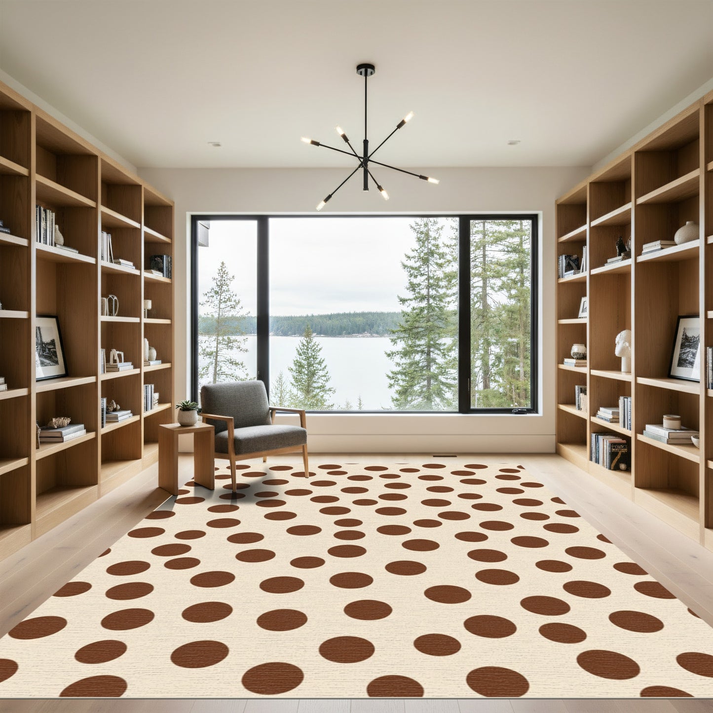 Brown Circles Scatter Print Rug