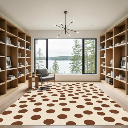 Brown Circles Scatter Print Rug