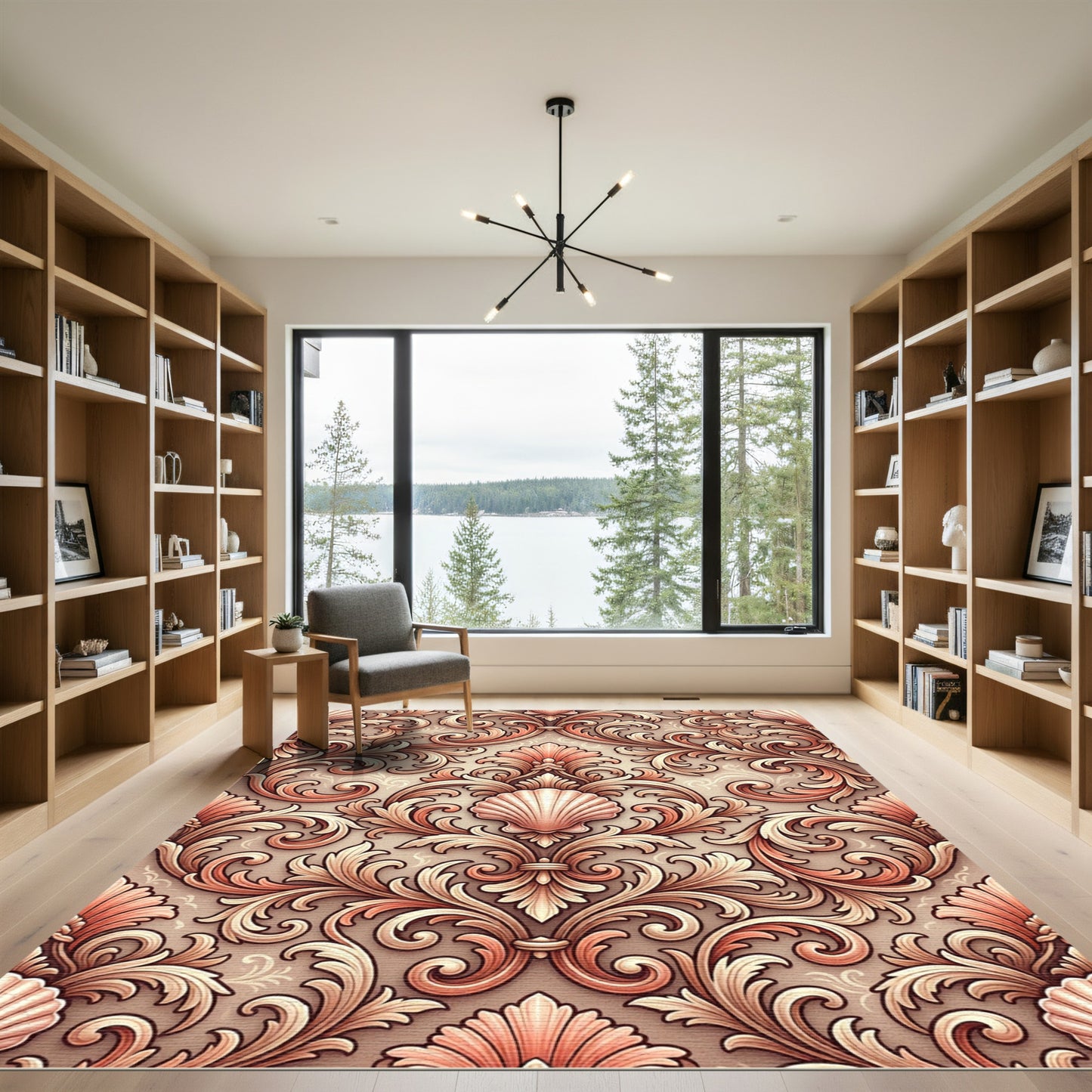 Coral Shell Baroque Swirl Rug