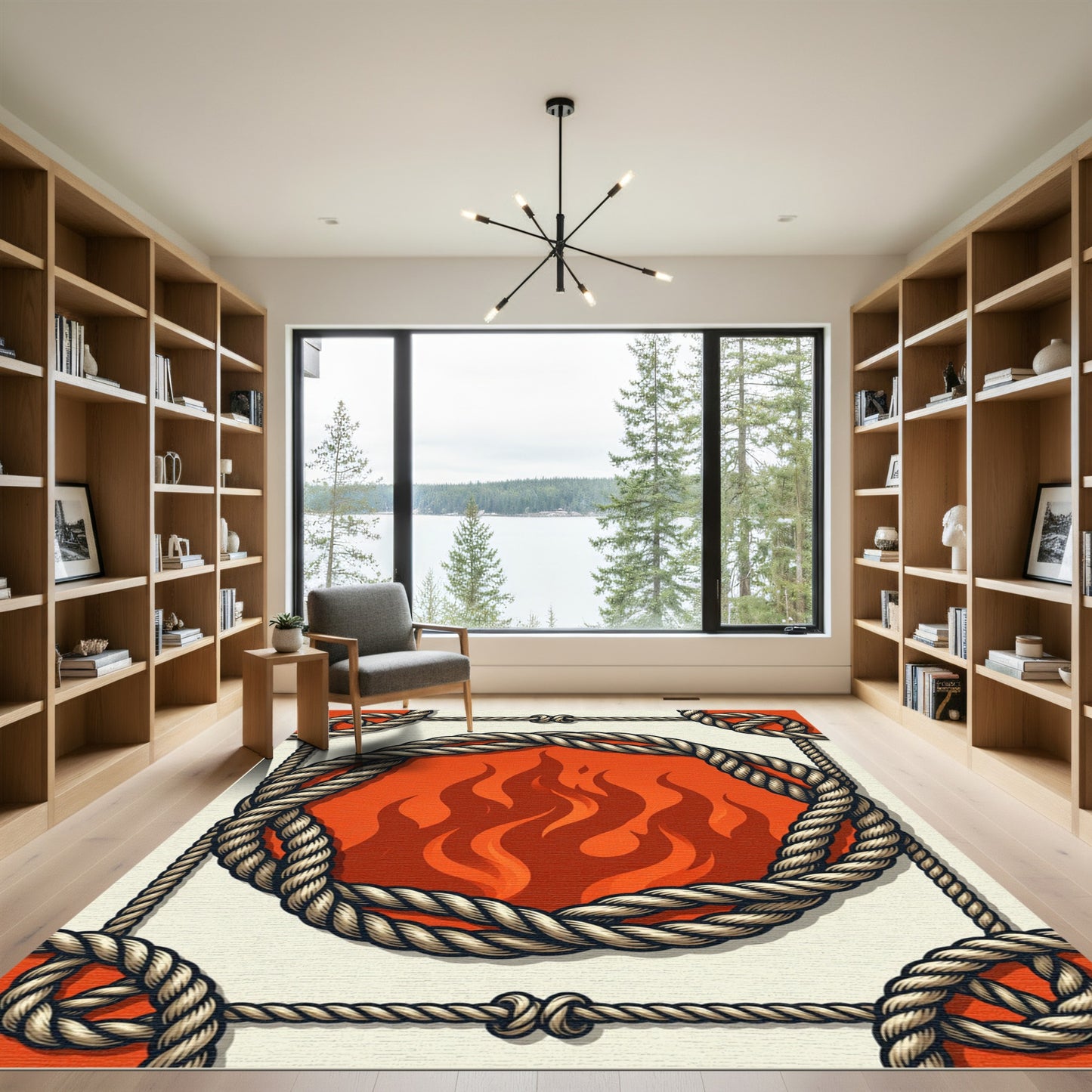 Nautical Rope Flame Medallion Rug