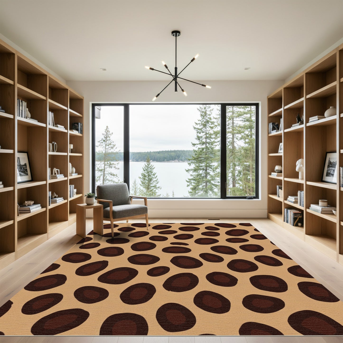 Brown Tan Spotted Animal Print Rug