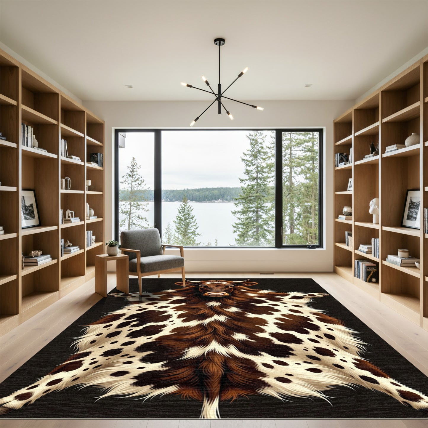 Brown and White Spotted Highland Cow Rug