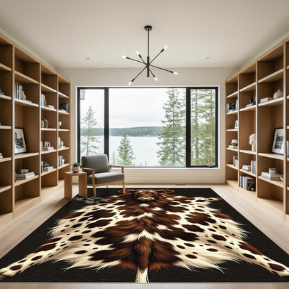 Brown and White Spotted Highland Cow Rug