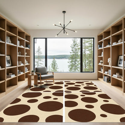 Modern Brown Polka Dot Circles Rug