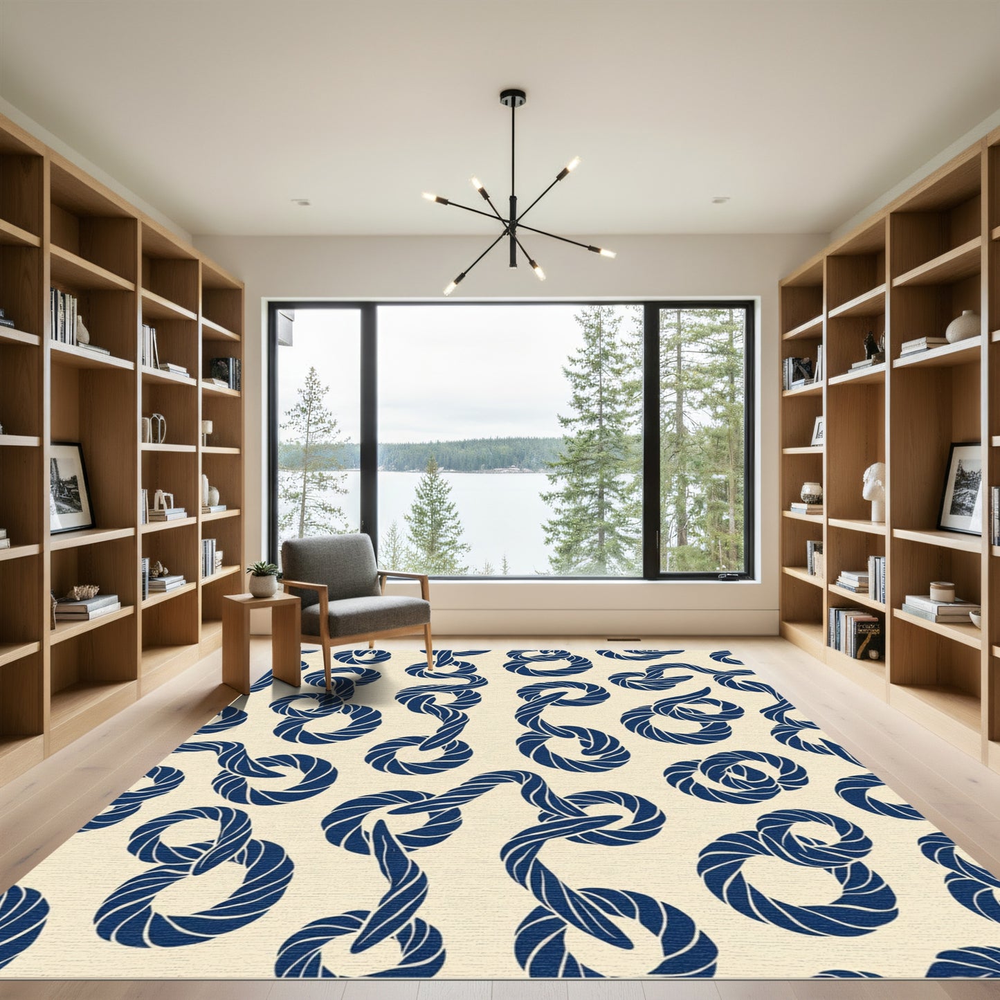 Navy Twisted Rope Chain Rug
