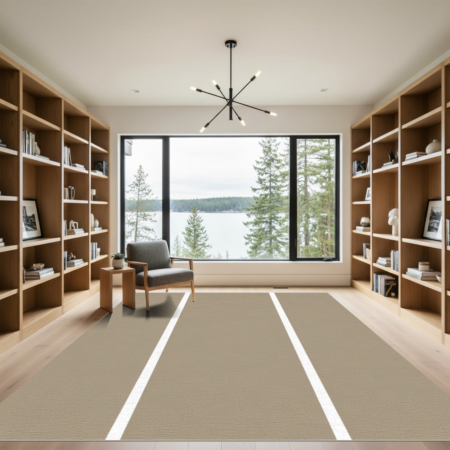 Subtle Beige Vertical Stripe Rug